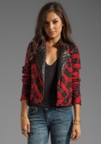 TRACY REESE Tartan Plaid Little Moto Jacket with Leather available at  www.revolveclothing.com